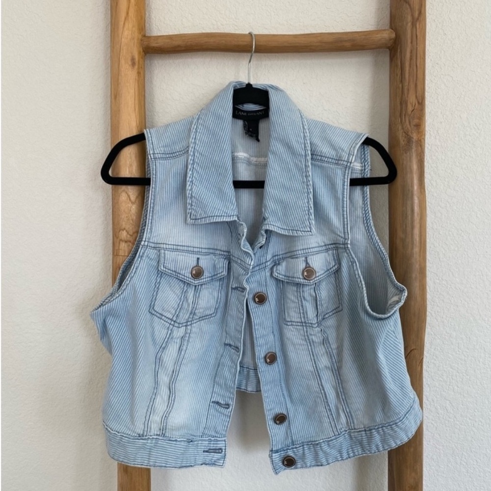 Lane Bryant Denim Striped Vest - Size 18